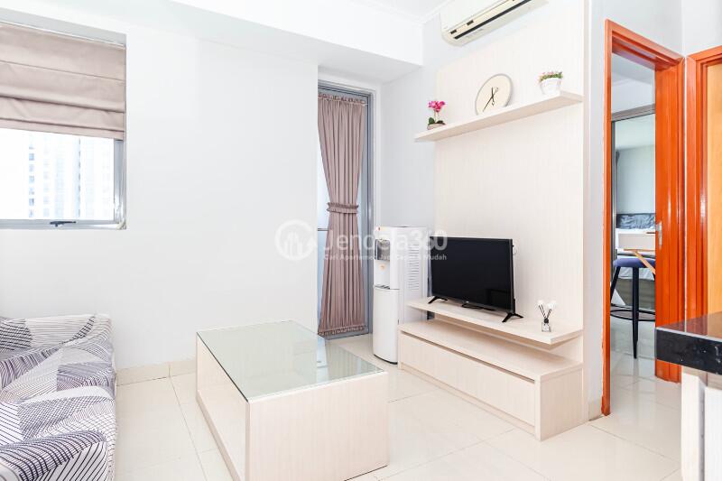Living Room High Floor 2BR Apartment with city View at The Mansion Kemayoran Bougenville