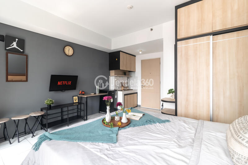 Bedroom Low Floor Studio Apartment with Exoctic Swimming Pool at Kota Ayodhya Apartment